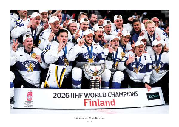 Juliste Jääkiekon MM-Kultaa 2026 Suomi No4