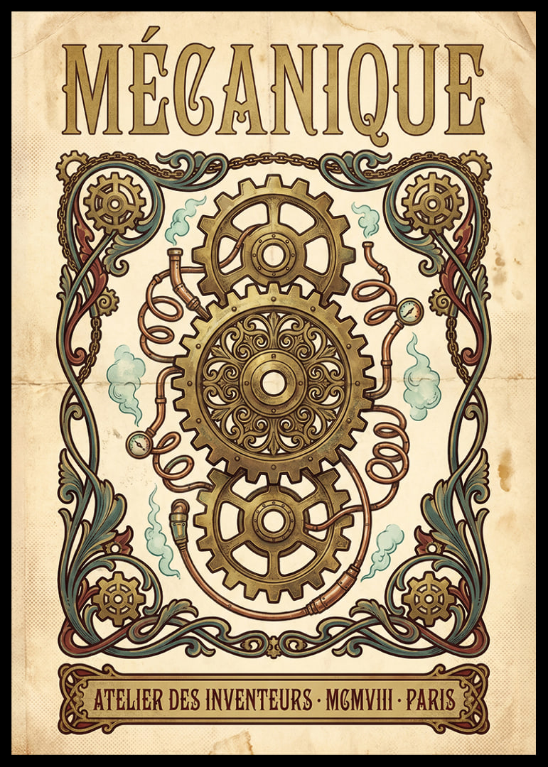 Ingewikkelde tandwielen in een historisch ontwerp fascineren de kijker.-12