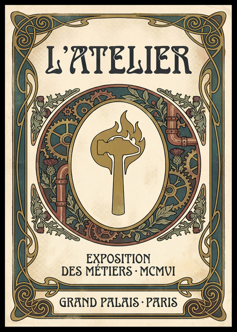 Elegant poster med vintagecharm och intrikata detaljer.-12