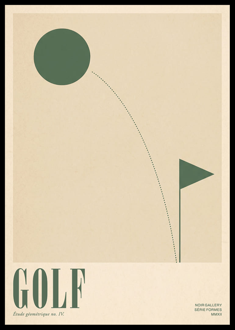 Een minimalistische golfposter met elegante geometrische vormen.-12