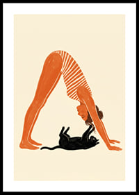 A cat and human in harmonious yoga pose.-0