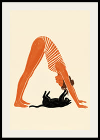 Een kat en een mens in een harmonieuze yogahouding.-2