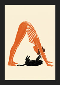 A cat and human in harmonious yoga pose.-5