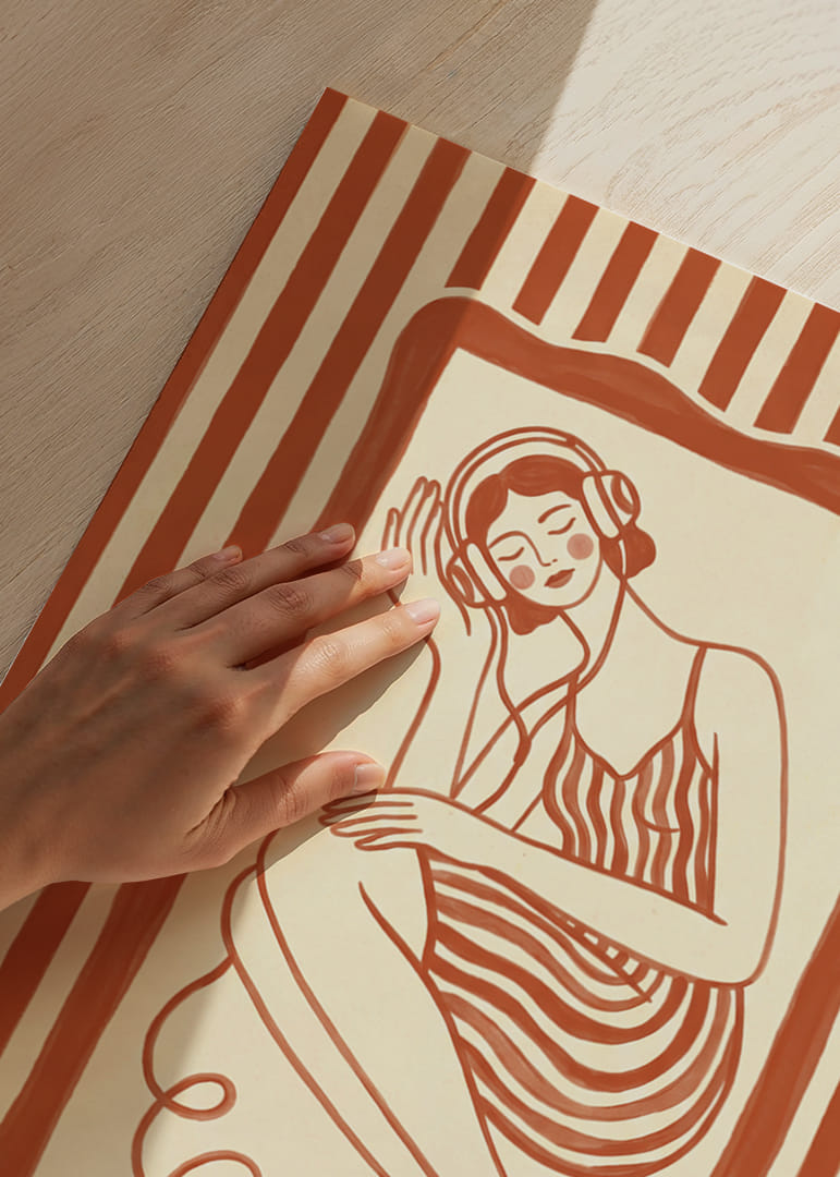 Un viaje onírico al mundo del sonido con líneas y tonos armoniosos.-12