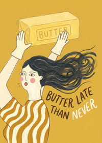 A playful illustration with a pun about butter.-7