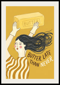 A playful illustration with a pun about butter.-2