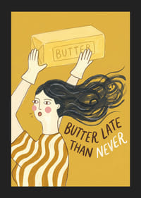 A playful illustration with a pun about butter.-5