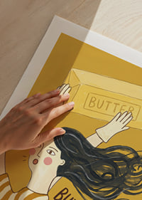 A playful illustration with a pun about butter.-9