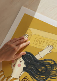 A playful illustration with a pun about butter.-9