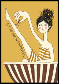 A woman enjoys self-care in a striped bathtub.-6