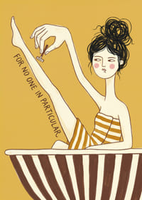 A woman enjoys self-care in a striped bathtub.-7