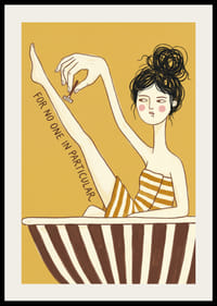 A woman enjoys self-care in a striped bathtub.-2