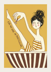 A woman enjoys self-care in a striped bathtub.-3