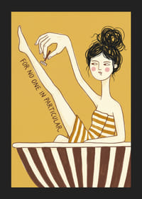 A woman enjoys self-care in a striped bathtub.-5