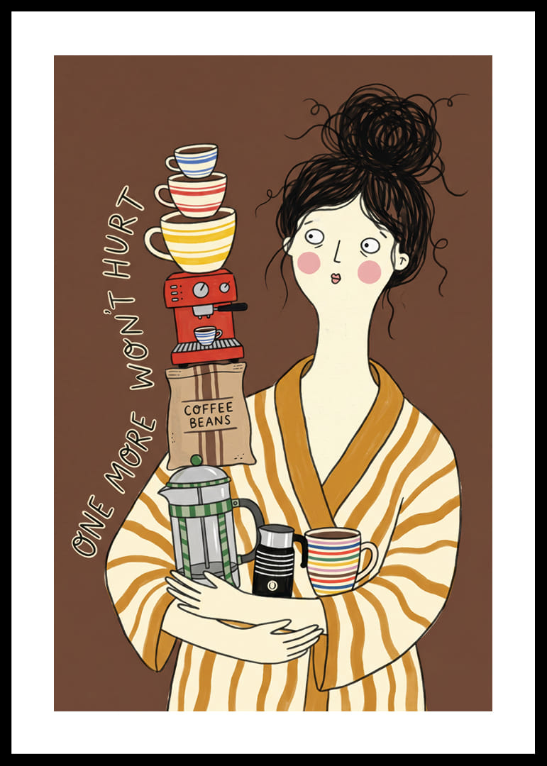 Očarujúca ilustrácia milovníka kávy v župane.-12