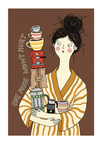 Očarujúca ilustrácia milovníka kávy v župane.-1