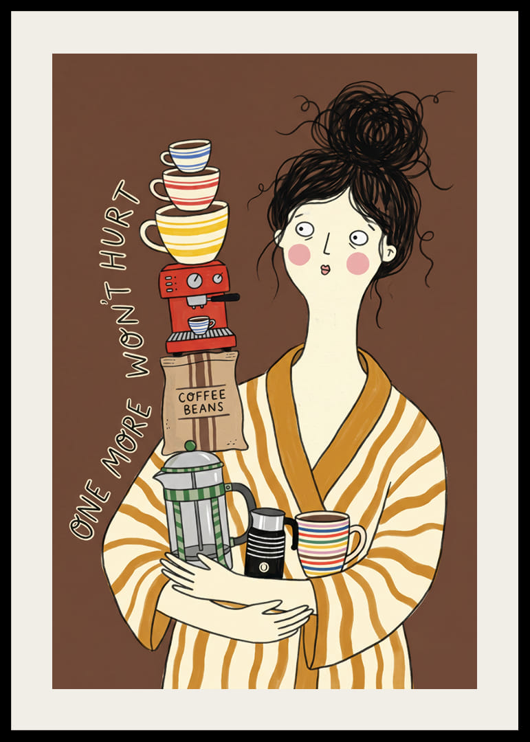 Očarujúca ilustrácia milovníka kávy v župane.-12
