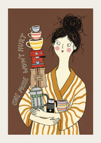 Očarujúca ilustrácia milovníka kávy v župane.-3