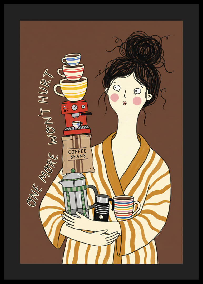 Očarujúca ilustrácia milovníka kávy v župane.-12