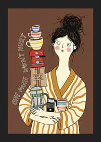 Očarujúca ilustrácia milovníka kávy v župane.-5