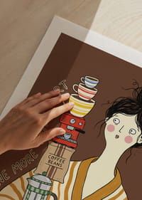 Očarujúca ilustrácia milovníka kávy v župane.-9