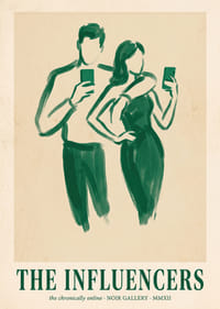 Twee gestileerde figuren met smartphones in hun handen.-1