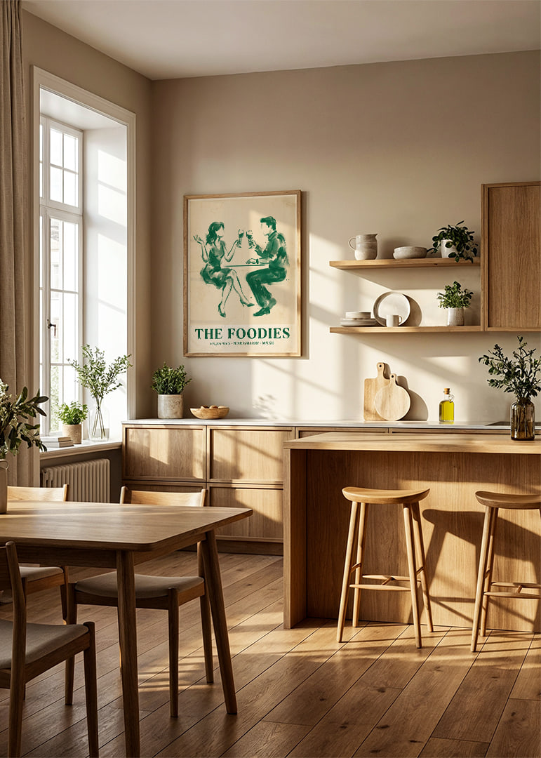 A stylish illustration of a dinner for two.-12