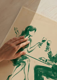 Een stijlvolle illustratie van een diner voor twee.-3