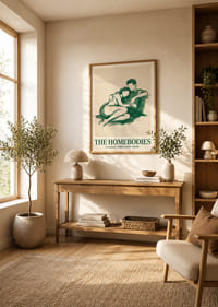 Een warme illustratie van intimiteit en nabijheid in groene tinten.-2