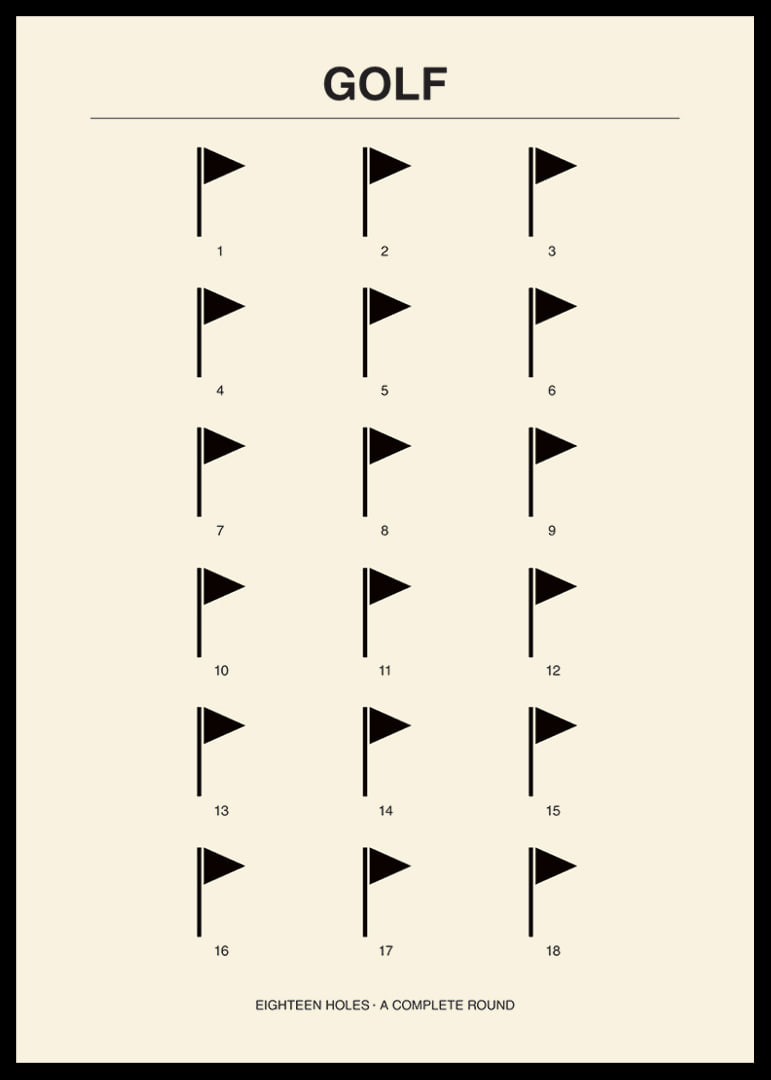 Stylish poster with minimalist golf motifs and numbers.-12