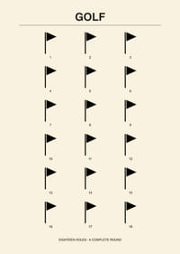 Stilingas plakatas su minimalistiniais golfo motyvais ir skaičiais.-7