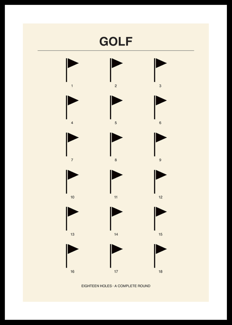 Stylish poster with minimalist golf motifs and numbers.-12
