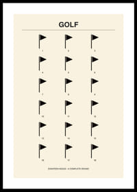 Stilingas plakatas su minimalistiniais golfo motyvais ir skaičiais.-0