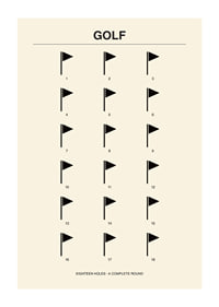 Stylish poster with minimalist golf motifs and numbers.-1