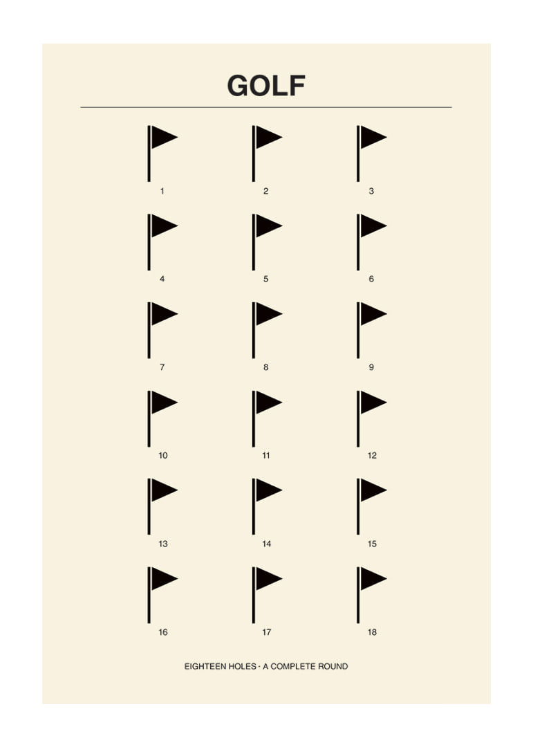 Stylish poster with minimalist golf motifs and numbers.-12