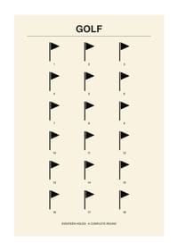 Stilingas plakatas su minimalistiniais golfo motyvais ir skaičiais.-1