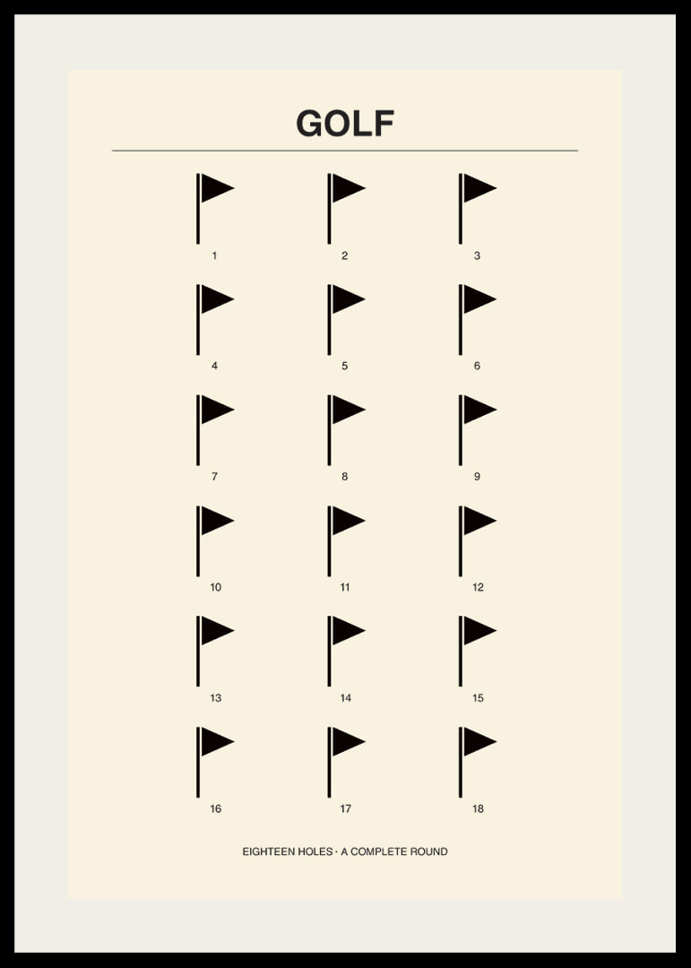 Stylish poster with minimalist golf motifs and numbers.-12
