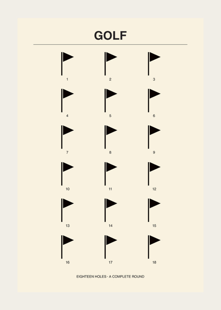 Stylish poster with minimalist golf motifs and numbers.-12