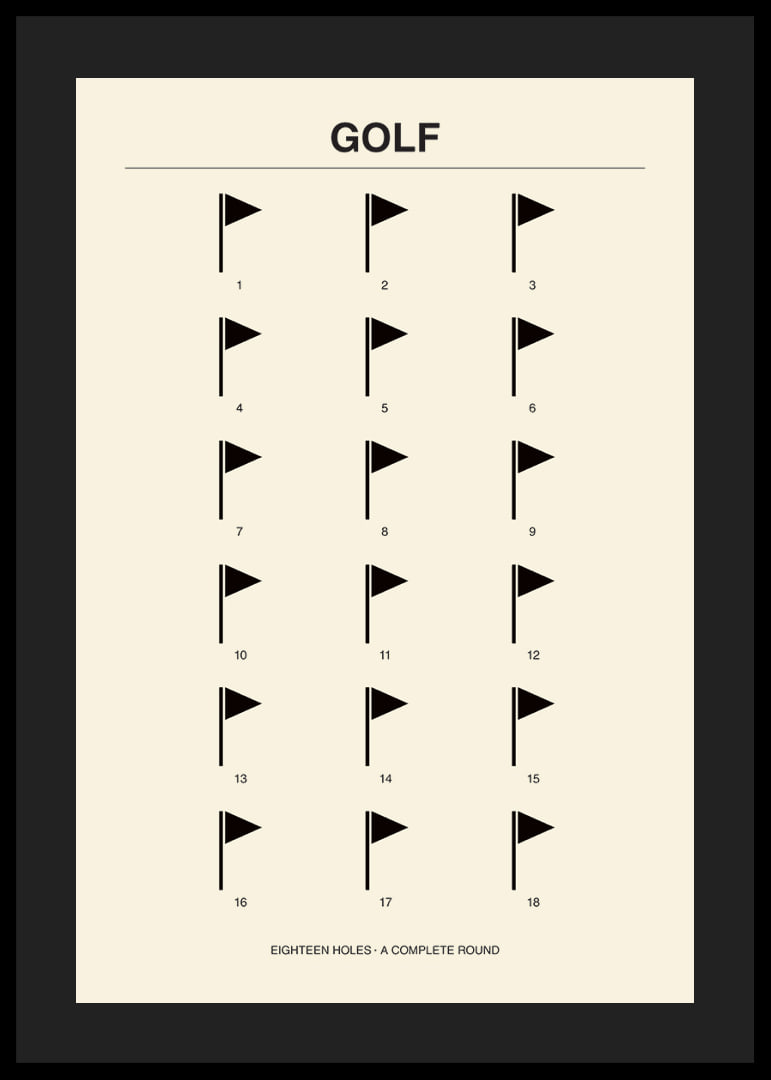 Stylish poster with minimalist golf motifs and numbers.-12