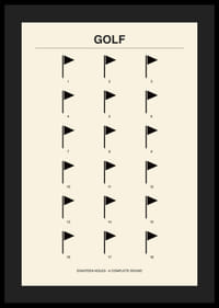 Stilingas plakatas su minimalistiniais golfo motyvais ir skaičiais.-4