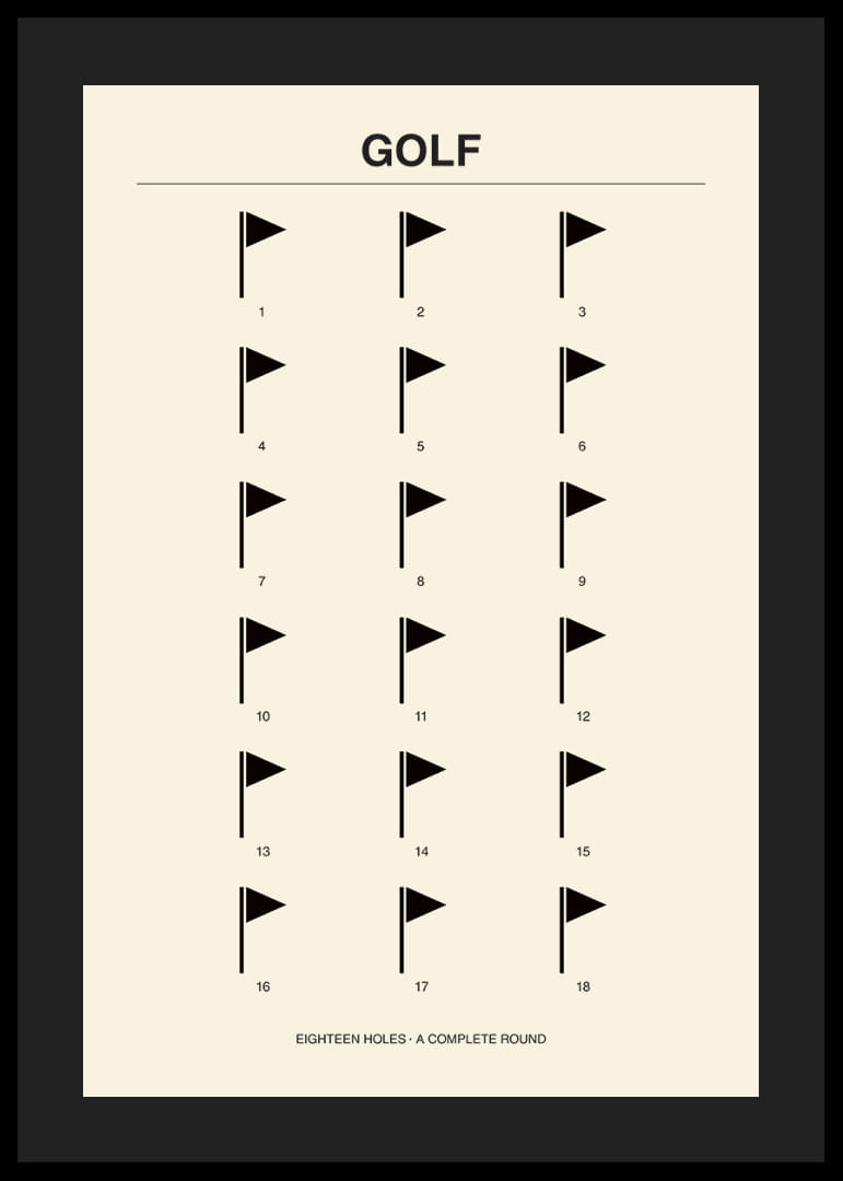 Stilingas plakatas su minimalistiniais golfo motyvais ir skaičiais.-12