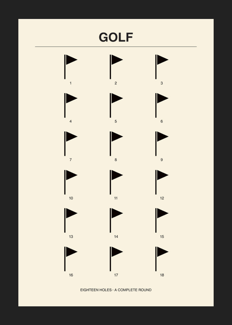 Stylish poster with minimalist golf motifs and numbers.-12