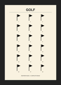 Stilingas plakatas su minimalistiniais golfo motyvais ir skaičiais.-5