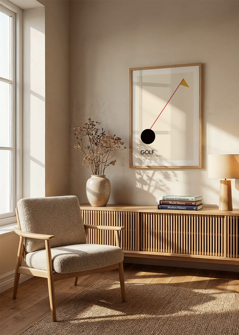 Minimalistinis meno kūrinys, įkvėptas elegantiško golfo.-12