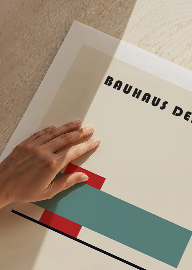 Minimalistinis plakatas su geometrinėmis figūromis ir Bauhaus stiliumi.-12