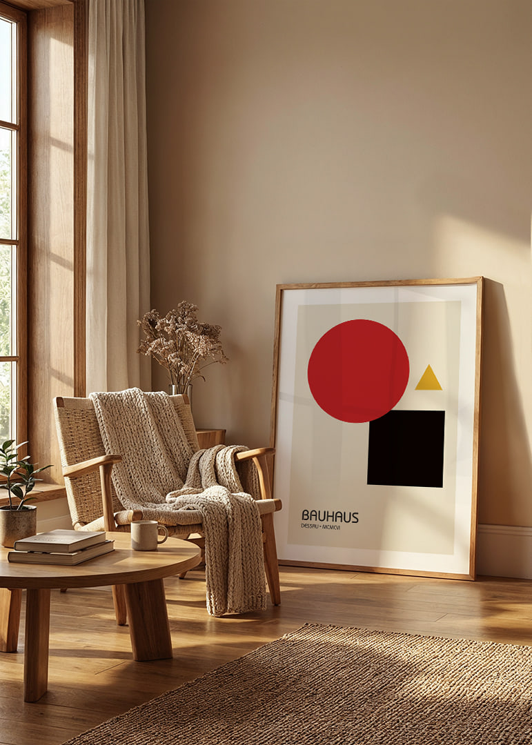 Elegant Bauhaus design with simple shapes and strong colors.-12