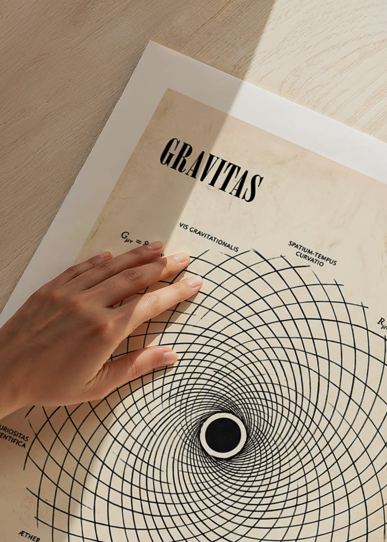 Ein eindrucksvolles Poster mit der mathematischen Tiefe der Gravitation.-12
