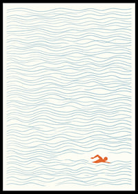 Un nageur solitaire glisse sur une mer infinie de lignes.-0