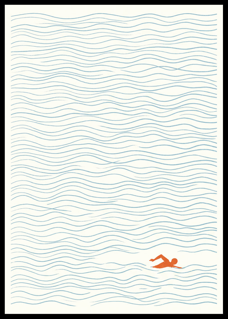 Un nageur solitaire glisse sur une mer infinie de lignes.-12