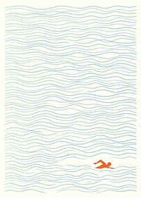 Un nageur solitaire glisse sur une mer infinie de lignes.-1